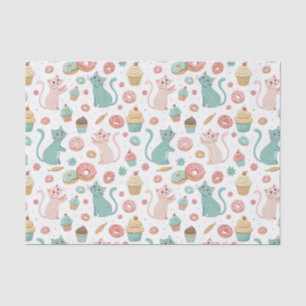 Cute Cats & Cupcakes Patroon - Kawaii Kitten Kunst Tissuepapier