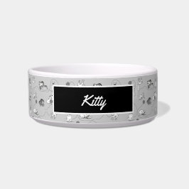 Cute Cats die spelen en het Naughty Pattern Pet zi Voerbakje