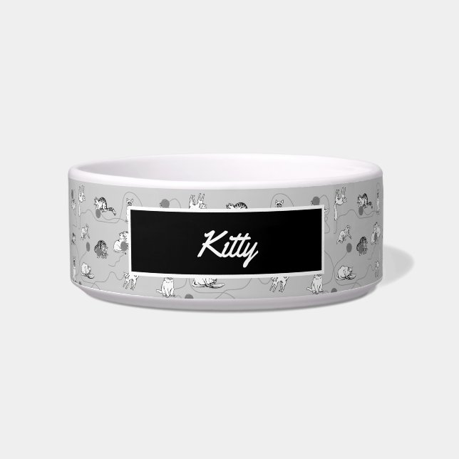 Cute Cats die spelen en het Naughty Pattern Pet zi Voerbakje (Voorkant)