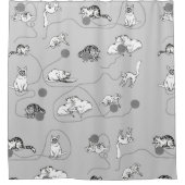 Cute Cats die spelen en het Naughty Pattern zijn Douchegordijn (Voorkant)