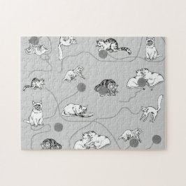 Cute Cats die spelen en het Naughty Pattern zijn Legpuzzel