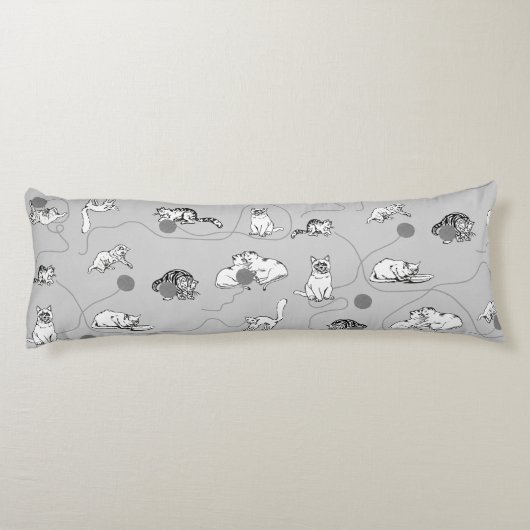 Cute Cats die spelen en het Naughty Pattern zijn Lichaamskussen (Achterkant)