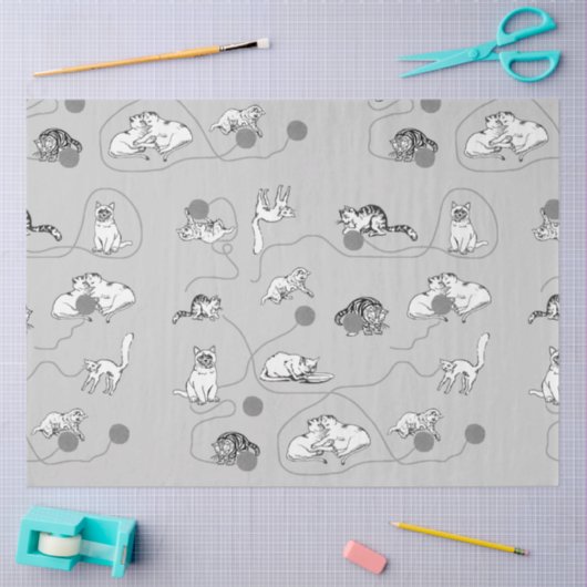 Cute Cats die spelen en het Naughty Pattern zijn Tissuepapier (Craft)