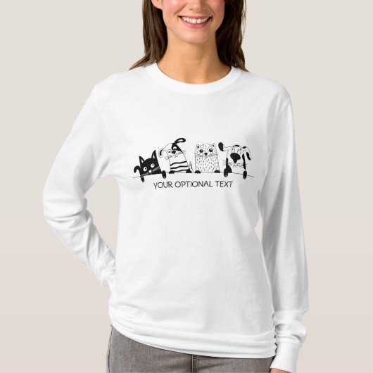 Cute Cats & Dogs aangepaste tekstkleding T-shirt (Voorkant)