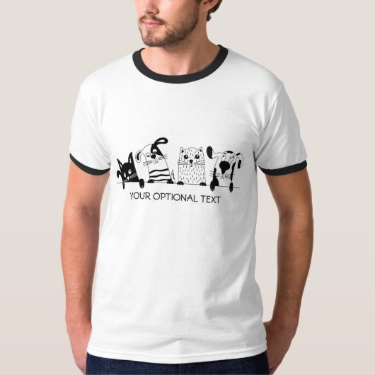 Cute Cats & Dogs aangepaste tekstkleding T-shirt (Voorkant)