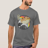 Cute Cats Eating Ramen Kanagawa Wave Kawaii Anime T-shirt (Voorkant)