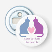 Cute Cats en Heart Custom Text Button Flesopener (Voorkant)