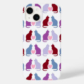 Cute Cats en Heart Pattern Case-Mate iPhone Case (Achterkant)