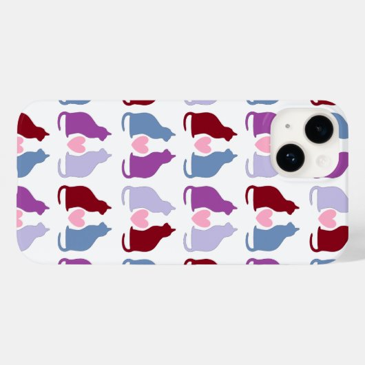 Cute Cats en Heart Pattern Case-Mate iPhone Case (Achterkant (horizontaal))