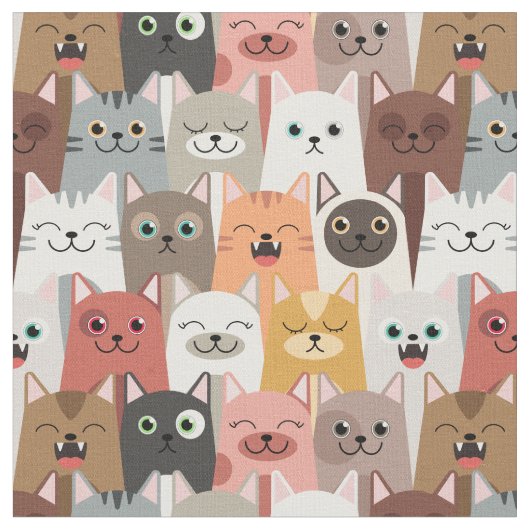 Cute Cats Fabric Stof (Close Up)