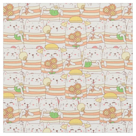 Cute Cats Fabric Stof (Close Up)