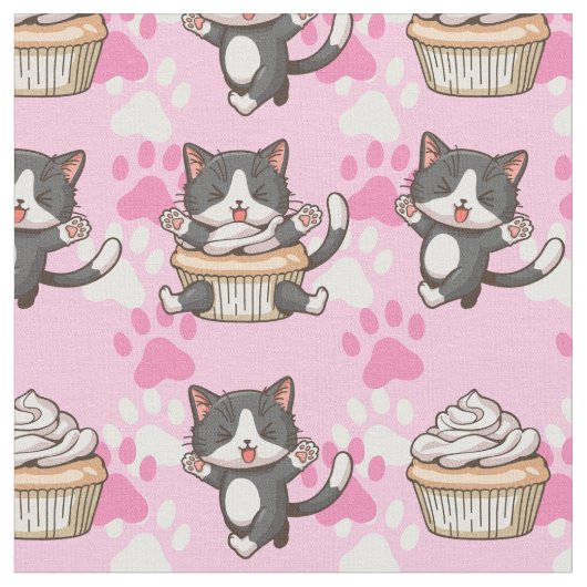 Cute Cats Fabric Stof (Close Up)