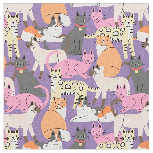 Cute Cats Fabric Stof (Close Up)