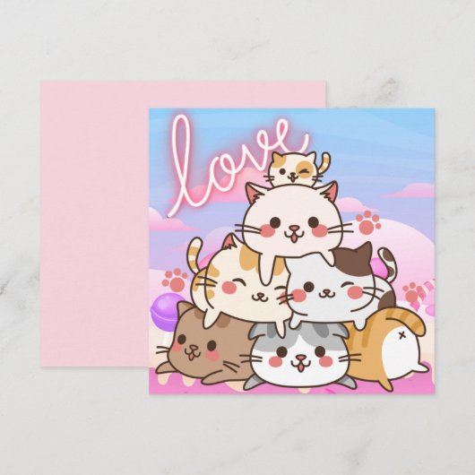 Cute Cats Feestdagenkaart (Voorkant / Achterkant)