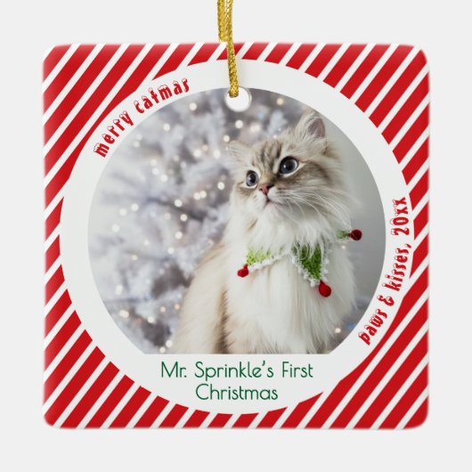 Cute Cats First Christmas Festive Keepsake  Keramisch Ornament (Voorkant)