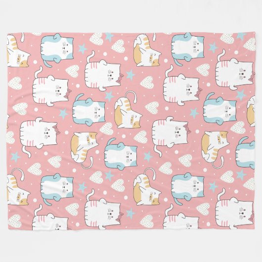 Cute Cats Fleece Blanket (Voorkant (Horizontaal))