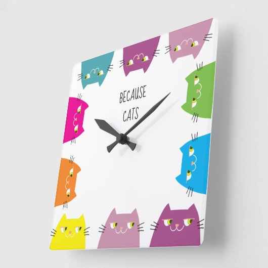 Cute Cats Funny Quote Vierkante Klok (Hoek)