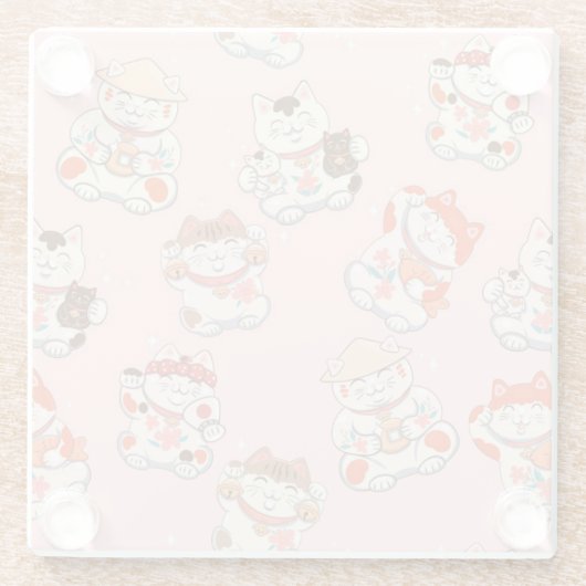 Cute Cats Glass Onderzetter Glazen Onderzetter (Achterkant)