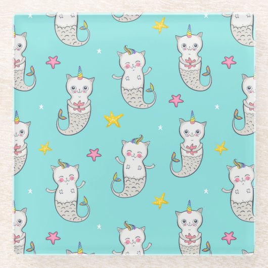 Cute Cats Glass Onderzetter Glazen Onderzetter (Voorkant)