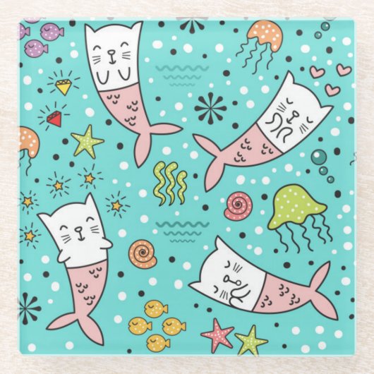 Cute Cats Glazen Onderzetter (Voorkant)