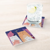 Cute Cats Glazen Onderzetter (Schuin)