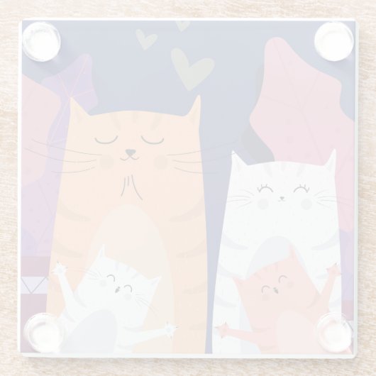 Cute Cats Glazen Onderzetter (Achterkant)