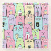 Cute Cats Glazen Onderzetter (Voorkant)