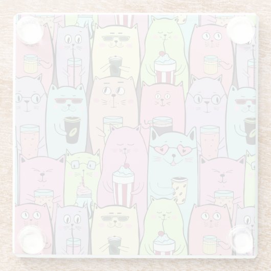 Cute Cats Glazen Onderzetter (Achterkant)
