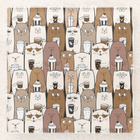 Cute Cats Glazen Onderzetter (Voorkant)