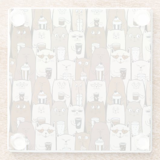 Cute Cats Glazen Onderzetter (Achterkant)