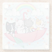 Cute Cats Glazen Onderzetter (Achterkant)