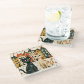 Cute Cats Glazen Onderzetter (Schuin)