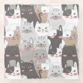 Cute Cats Glazen Onderzetter (Voorkant)