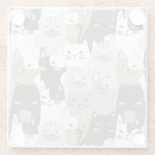 Cute Cats Glazen Onderzetter (Achterkant)