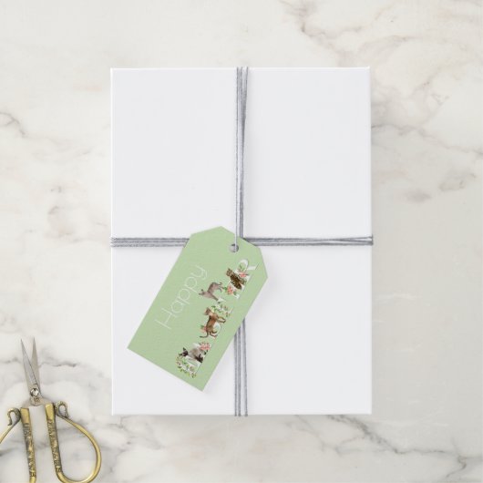 Cute Cats Happy Easter Gift Label Cadeaulabel (Met Touw)