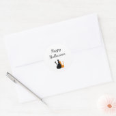 Cute Cats Happy Halloween Black Sinaasappel Ronde Sticker (Envelop)
