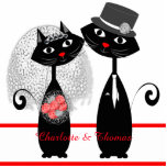 Cute Cats Hipster Bride en Groom Purrfect! Staand Fotobeeldje<br><div class="desc">Zo'n schattige trouwdag of trouwdouche uitgesneden, taart of tafelversiering opstaan met een paar retro-achtige heupzwarte katten die allemaal gekleed zijn als bruid en bruin in bovenhoed en sluier. Pas het gewoon aan met je eigen trouwnamen of andere tekst. het moet je gasten doordringen en de toon zetten voor een doel...</div>