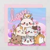 Cute Cats Holiday Kaart (Voorkant / Achterkant)