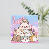 Cute Cats Holiday Kaart (Staand voorkant)