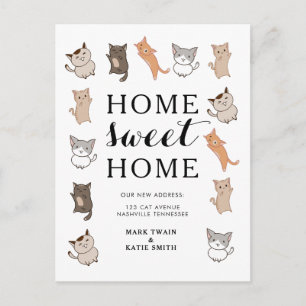 Cute Cats Home Sweet Home Moving Announge Briefkaart