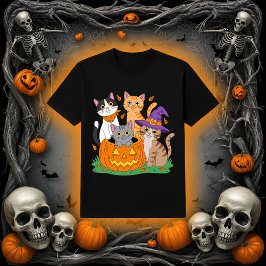 Cute Cats in a Pumpkin | Halloween Cat Mom T-shirt