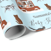 Cute Cats in car Winter Birthday Baby Gift Cadeaupapier (Rol Hoek)