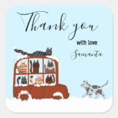 Cute Cats in car Winter Birthday Baby Gift Vierkante Sticker (Voorkant)