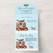Cute Cats in car Winter Cold Baby Shower  All In One Uitnodiging (Binnen)