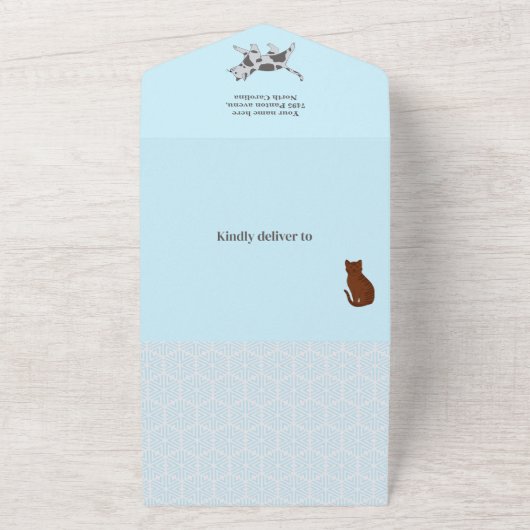 Cute Cats in car Winter Cold Baby shower All In One Uitnodiging (Buitenkant)