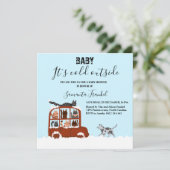 Cute Cats in car Winter Cold Baby Shower  Kaart (Staand voorkant)