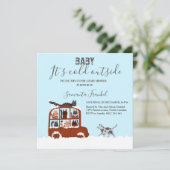 Cute Cats in car Winter Cold Baby shower Kaart (Staand voorkant)