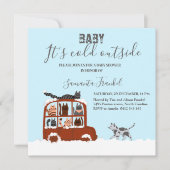 Cute Cats in car Winter Cold Baby shower Kaart (Voorkant)