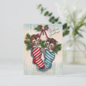 Cute Cats in Crhistmas Socks Briefkaart (Staand voorkant)