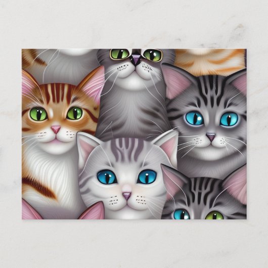 Cute Cats in een verscheidenheid aan kleuren Briefkaart (Voorkant)